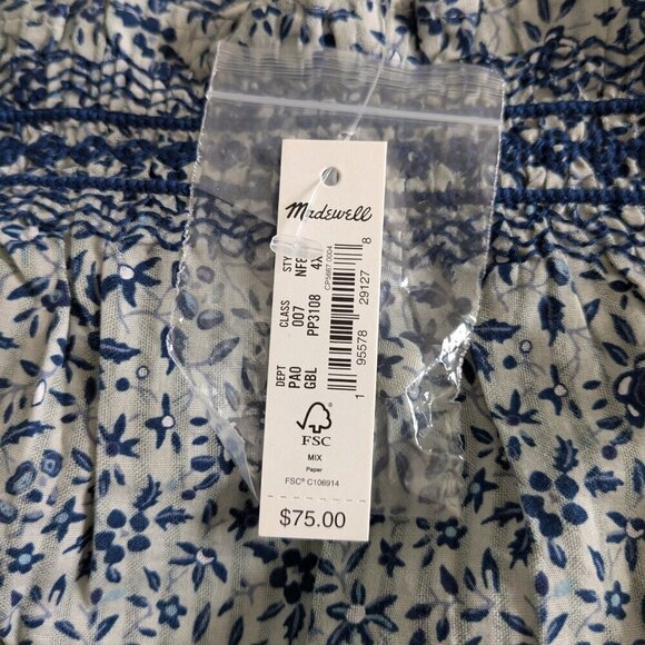 Madewell Jeanette Florentine Floral Top Size 4X Cropped Puff-Sleeve Cotton NWT - Picture 5 of 15